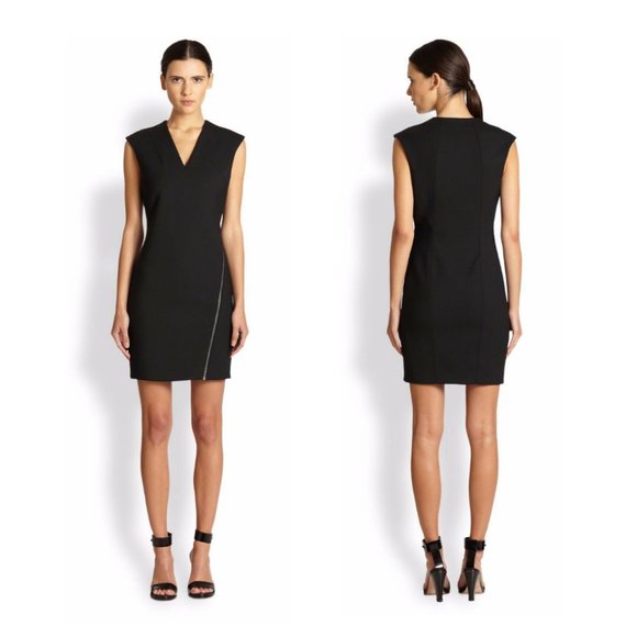 Helmut Lang Dresses & Skirts - Helmut Lang Moto Wool Angle Zipper Asymmetrical Sleeveless Stretch Mini Dress